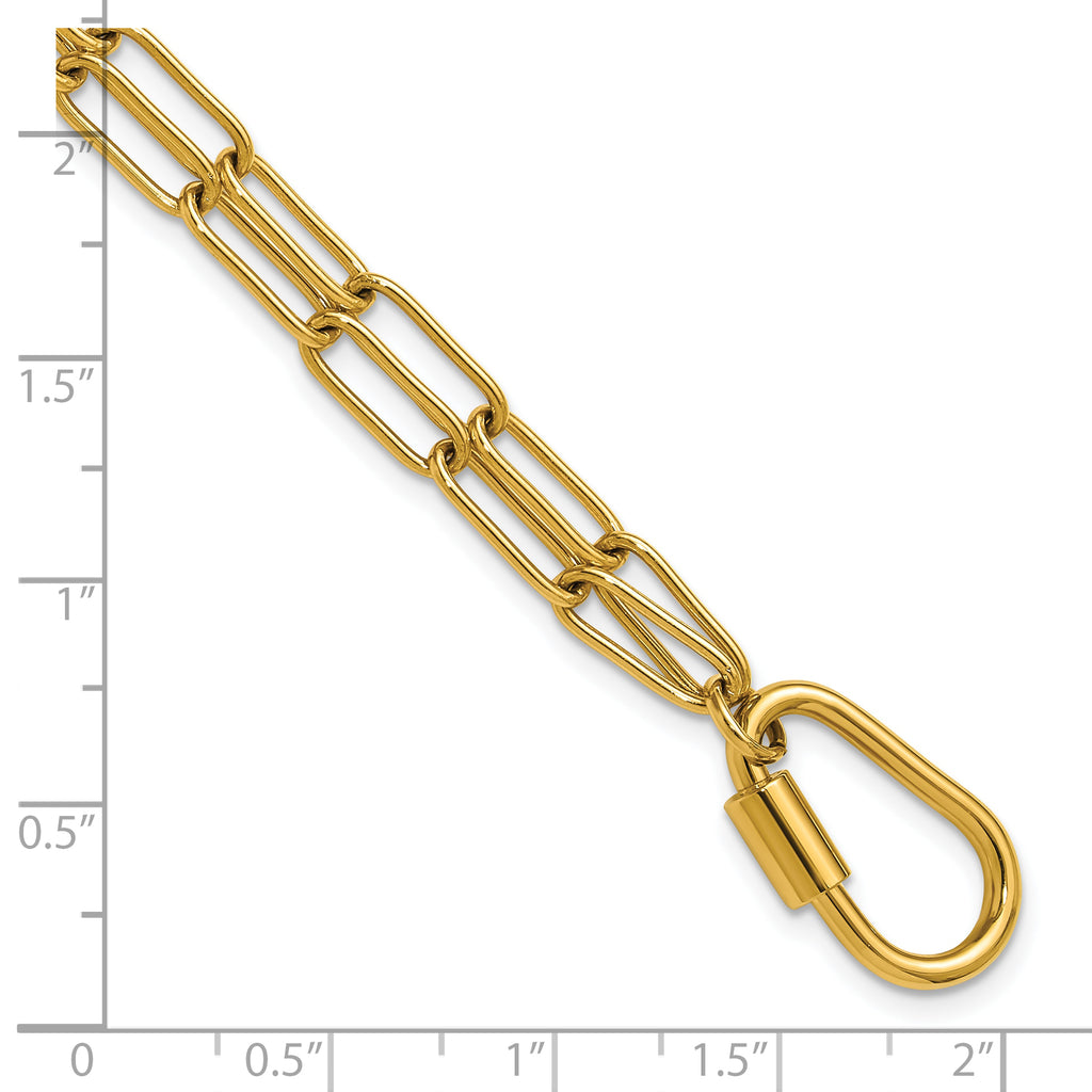 Polished Gold-Tone Stainless Steel Paperclip Chain Bracelet 4mm