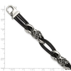 Men's Antiqued Lion Stainless Steel Bracelet 12mm
