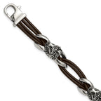 Men's Antiqued Lion Stainless Steel Bracelet 12mm