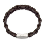 Men's Polished Leather Stainless Steel Bracelet 16mm
