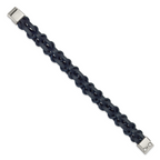 Men's Polished Leather Stainless Steel Bracelet 16mm 8.5in