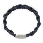 Men's Polished Leather Stainless Steel Bracelet 16mm 8.5in