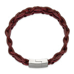 Men's Polished Leather Stainless Steel Bracelet 16mm 8.25in