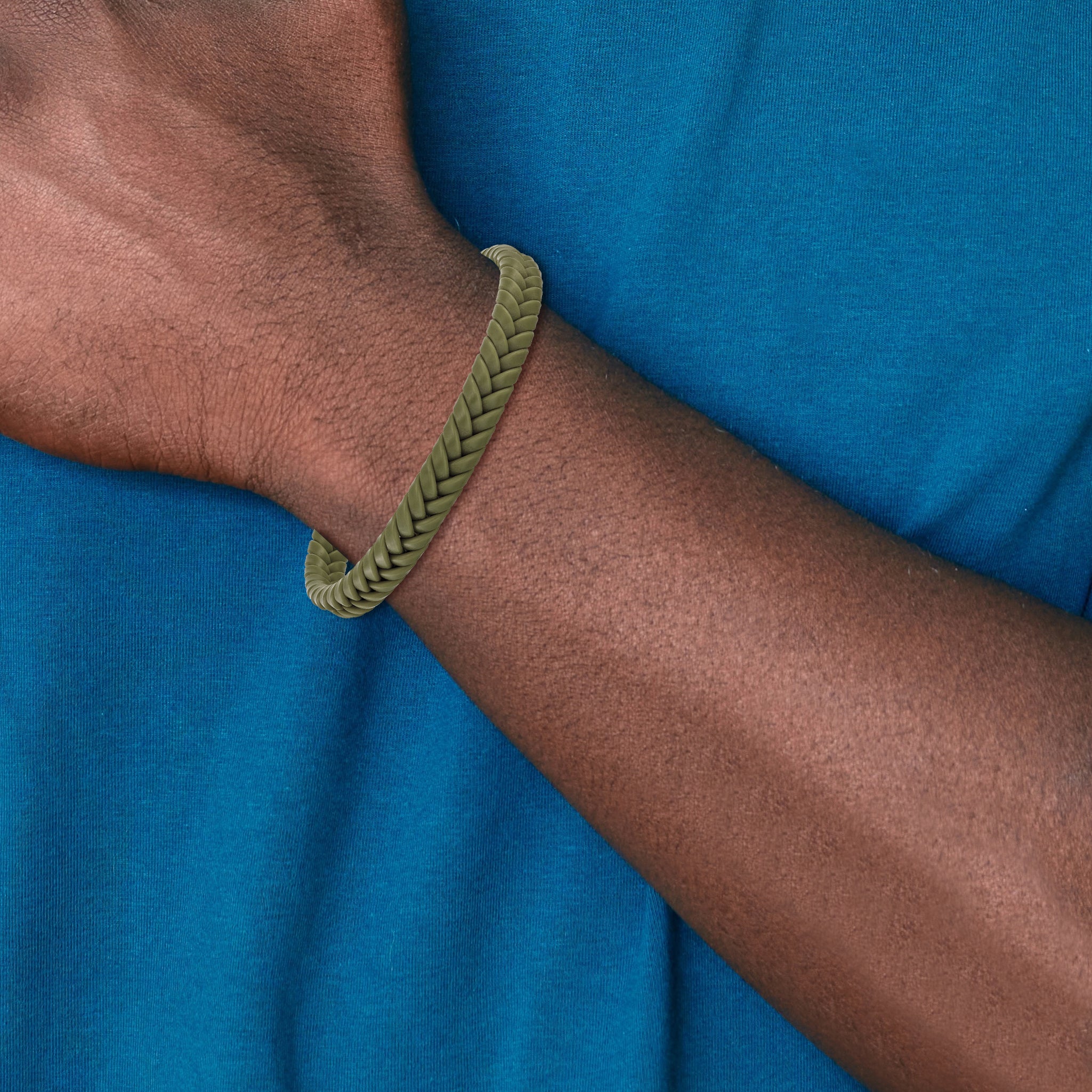Men's Polished Braided Stainless Steel Bracelet 8mm