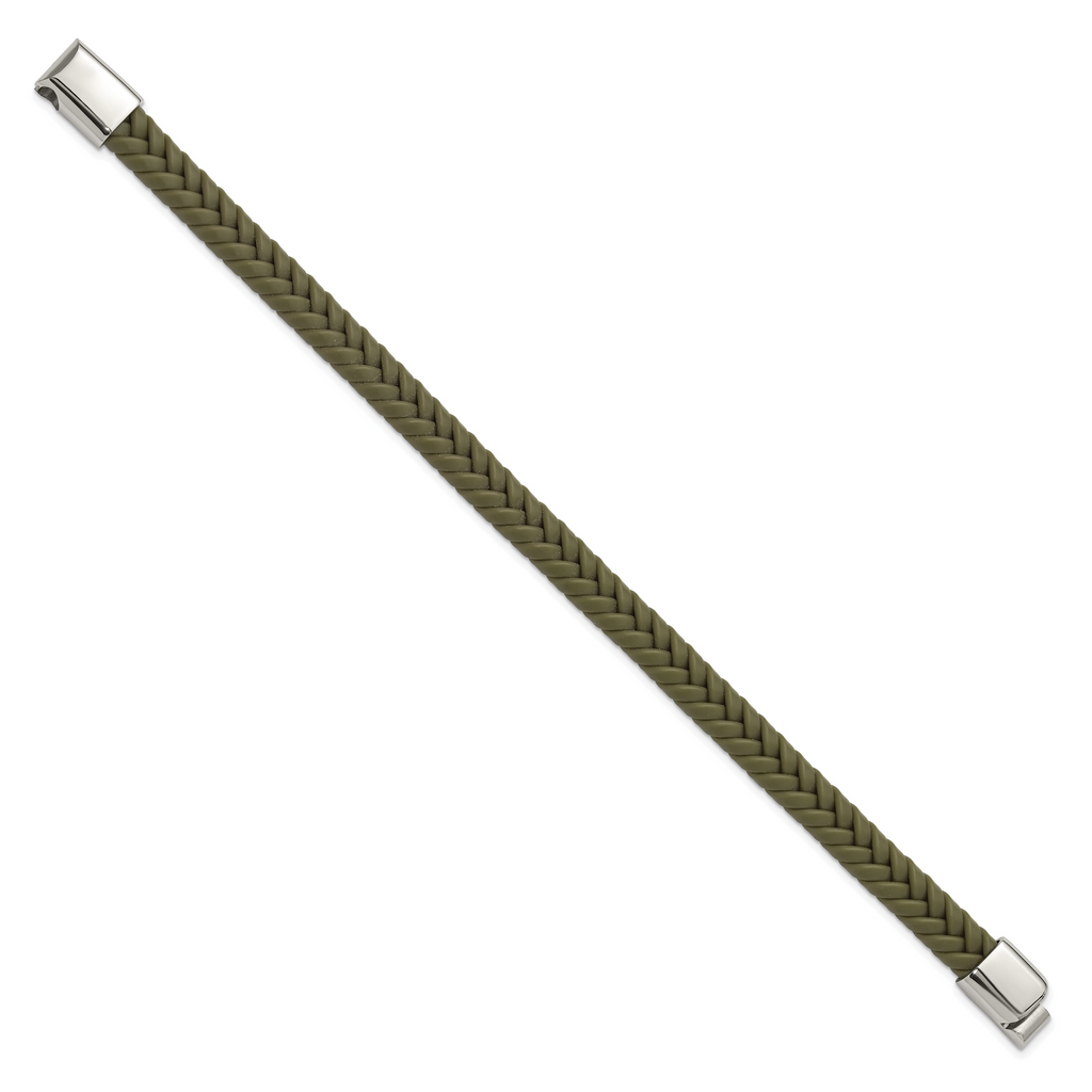 Men's Polished Braided Stainless Steel Bracelet 8mm