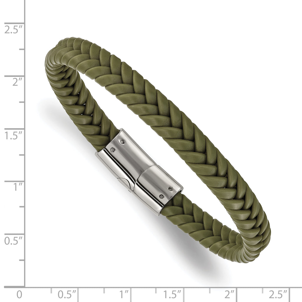 Men's Polished Braided Stainless Steel Bracelet 8mm