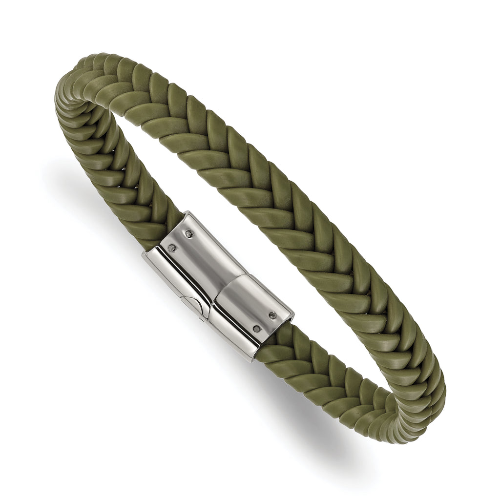 Men's Polished Braided Stainless Steel Bracelet 8mm