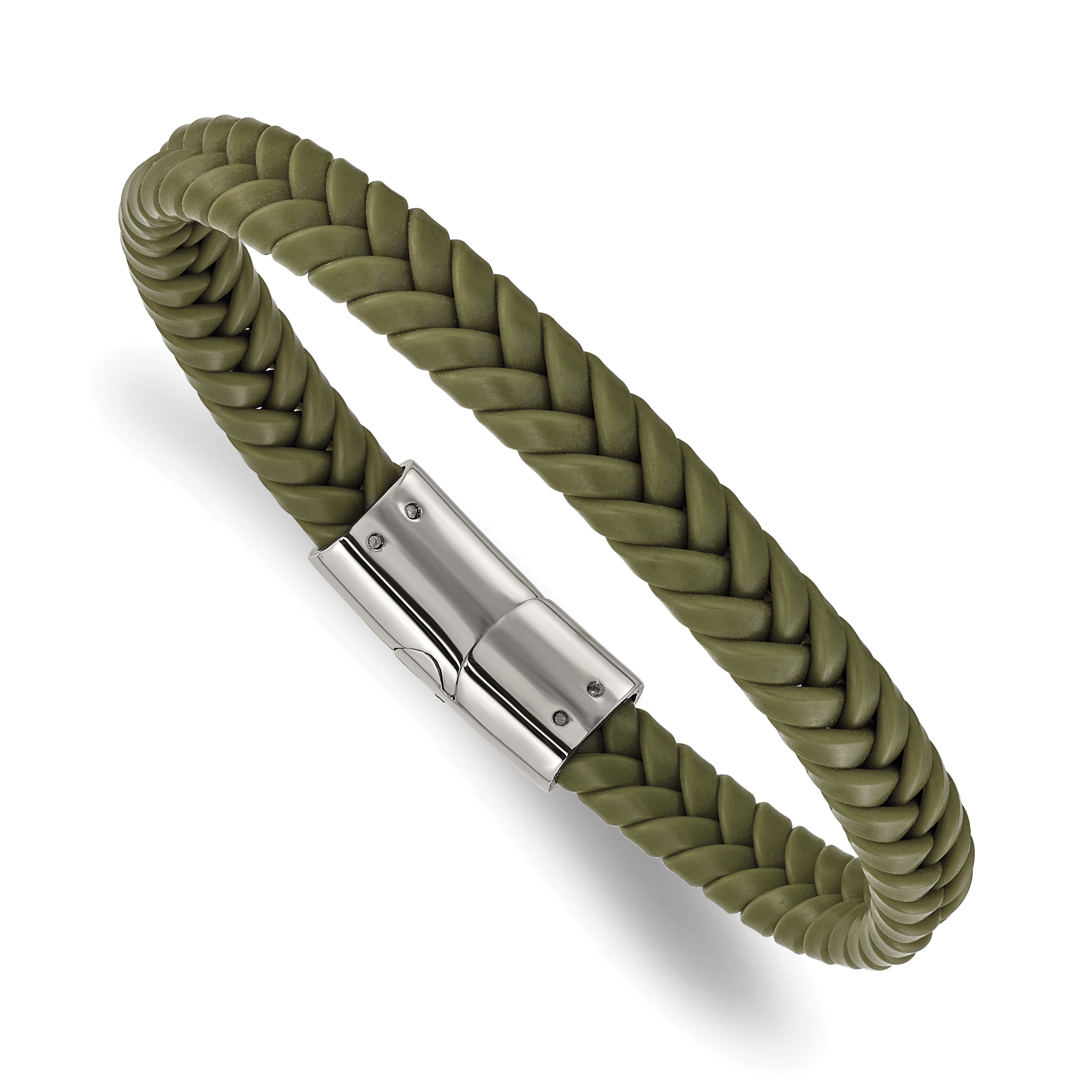 Men's Polished Braided Stainless Steel Bracelet 8mm