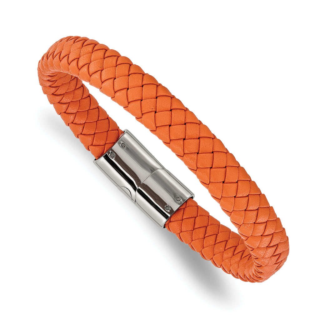 Men's Polished Braided Stainless Steel Bracelet 10mm