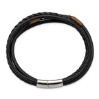 Men's Polished Leather Stainless Steel Bracelet 4mm