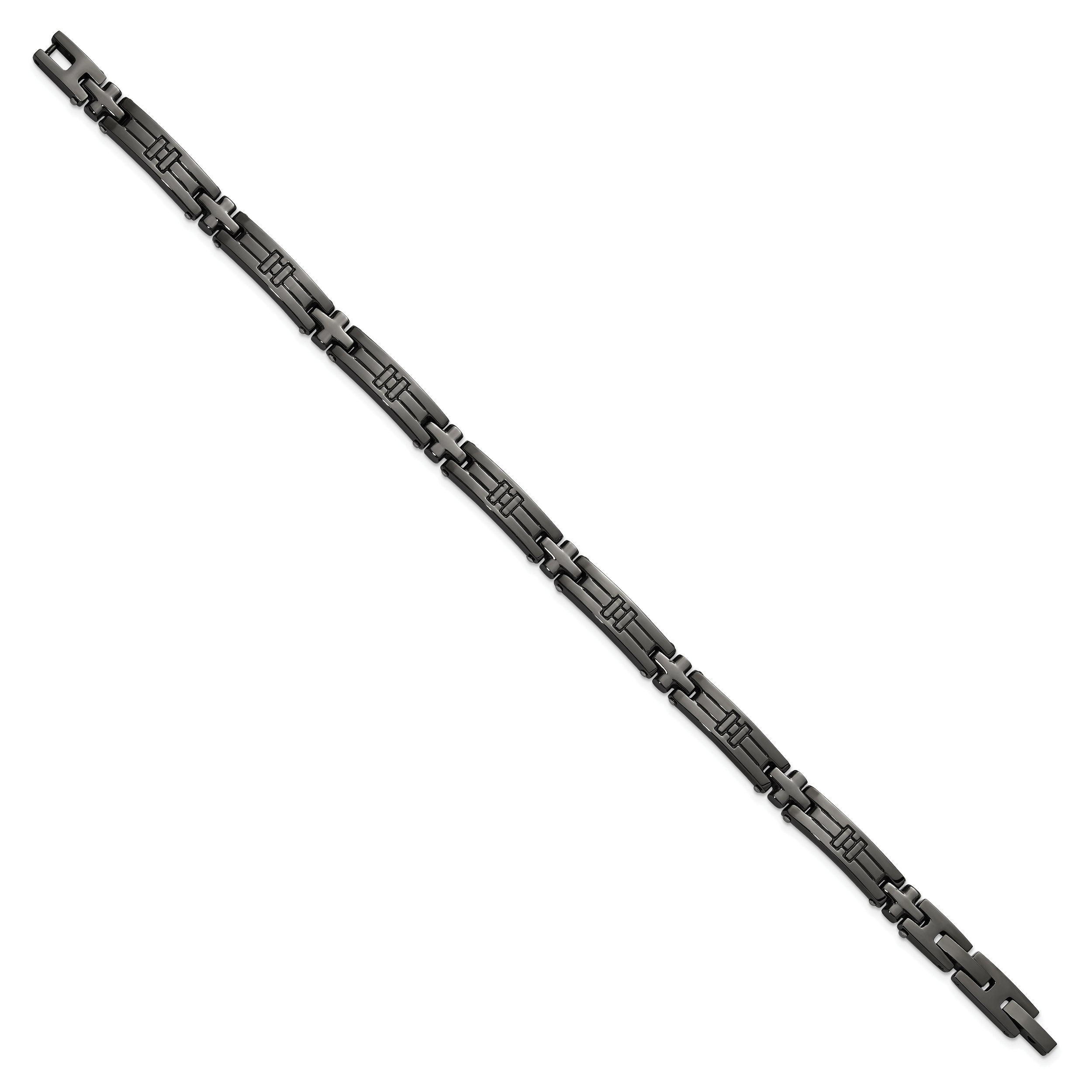 Men's Gunmetal Polished Cross Stainless Steel Bracelet 6mm Secondary image