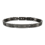 Men's Gunmetal Polished Cross Stainless Steel Bracelet 6mm