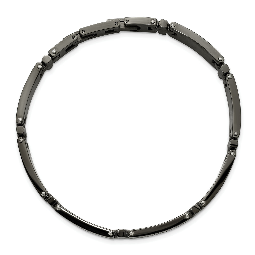 Men's Gunmetal Polished Cross Stainless Steel Bracelet 6mm