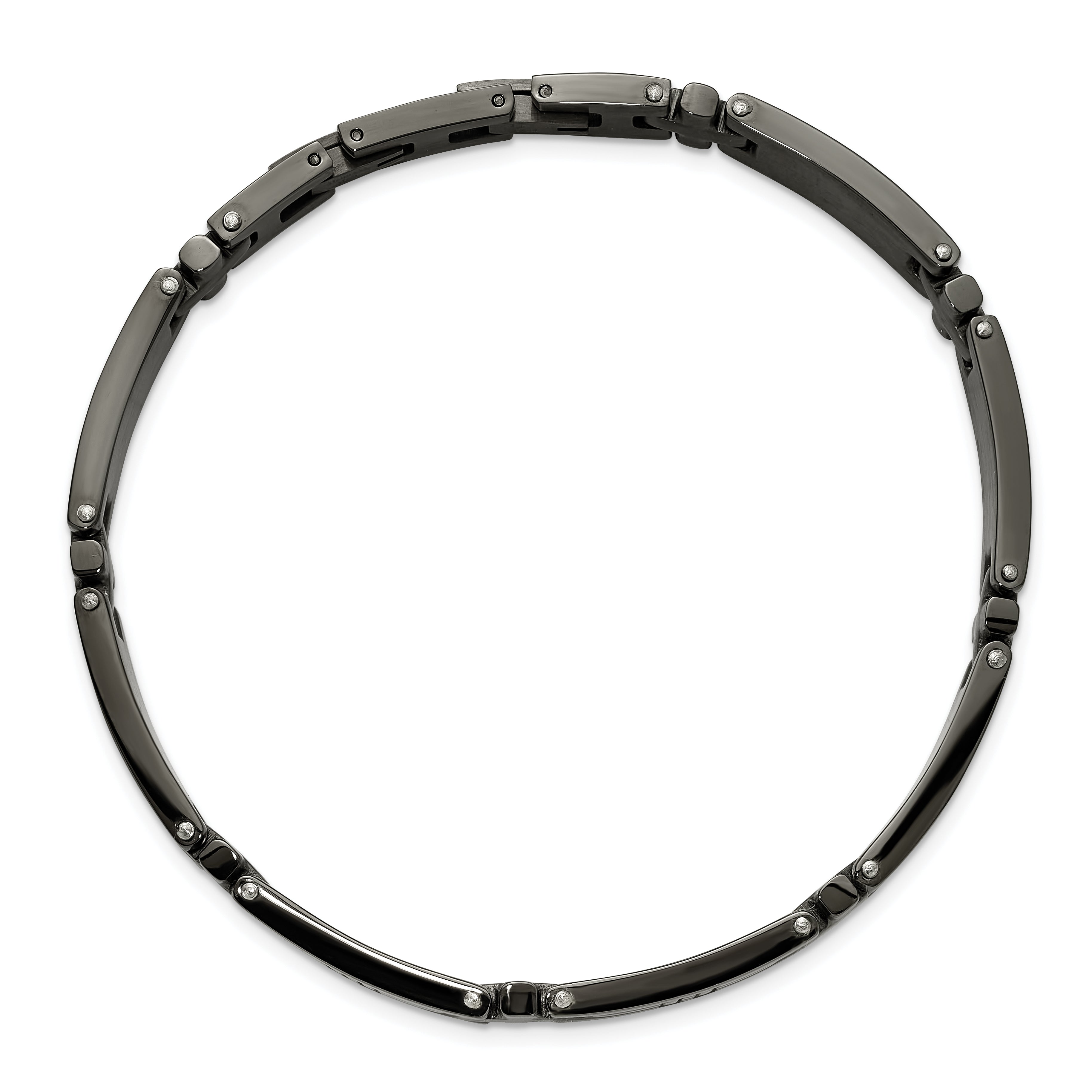 Men's Gunmetal Polished Cross Stainless Steel Bracelet 6mm