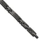 Men's Gunmetal Polished Cross Stainless Steel Bracelet 6mm