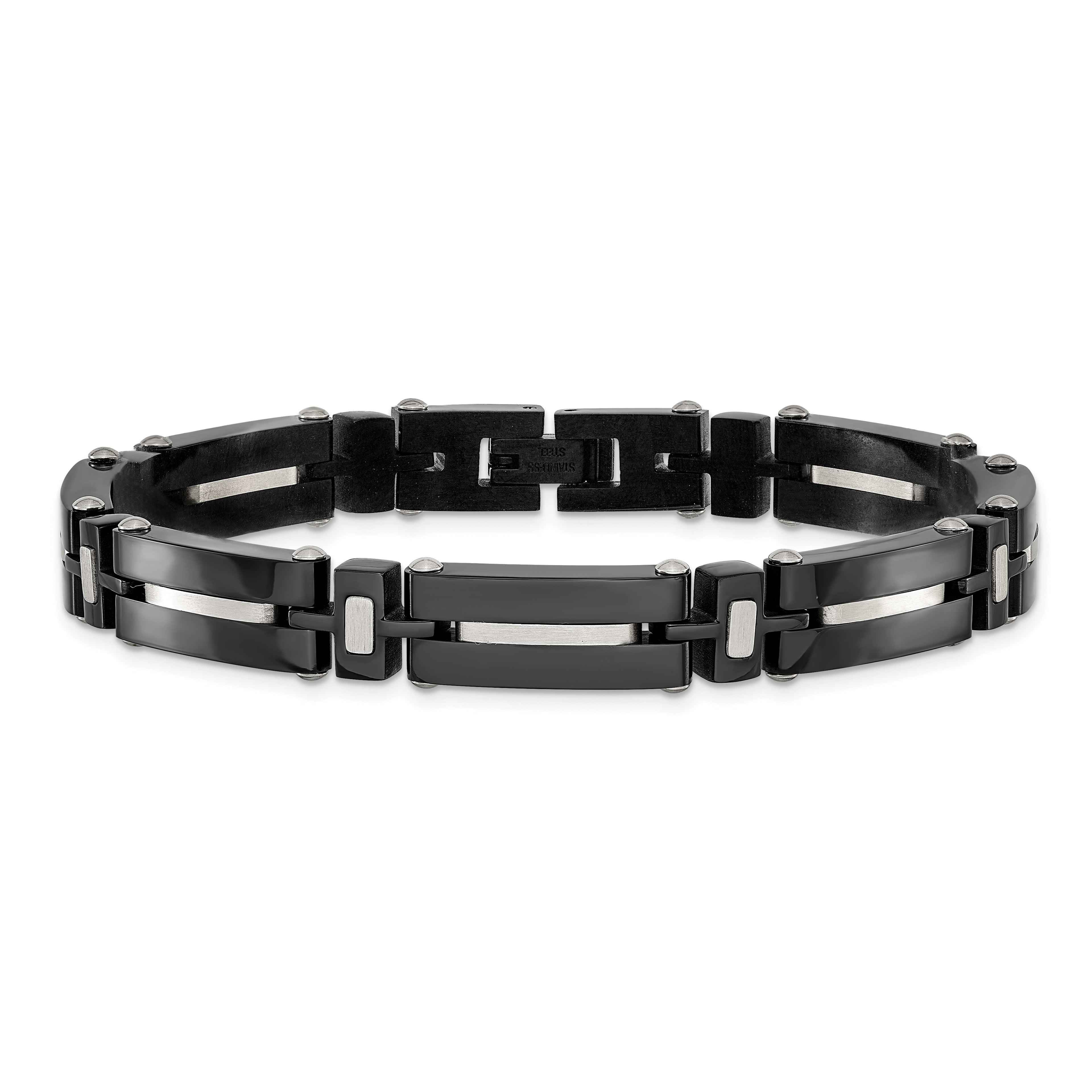 Men's Polished Black Stainless Steel Bracelet 8mm