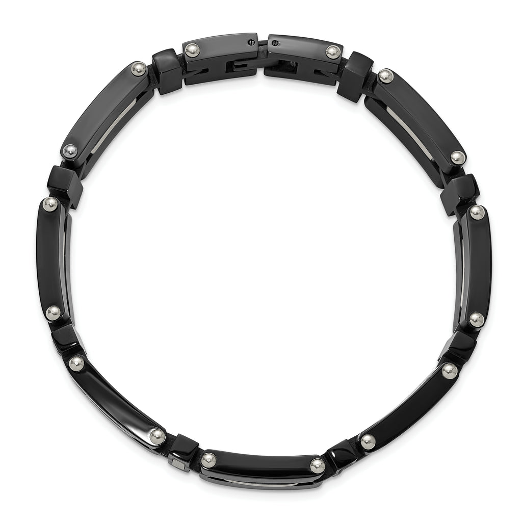 Men's Polished Black Stainless Steel Bracelet 8mm