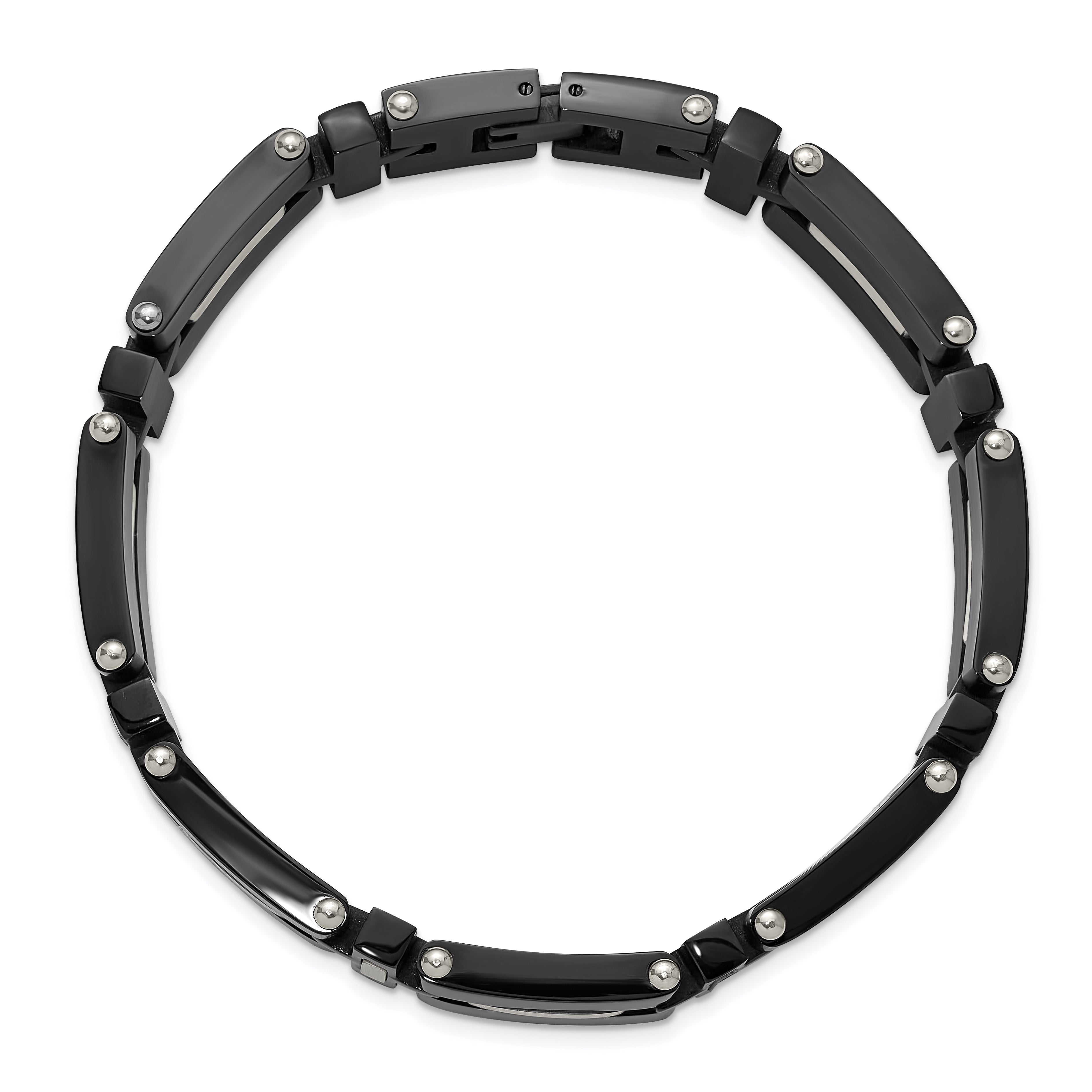 Men's Polished Black Stainless Steel Bracelet 8mm