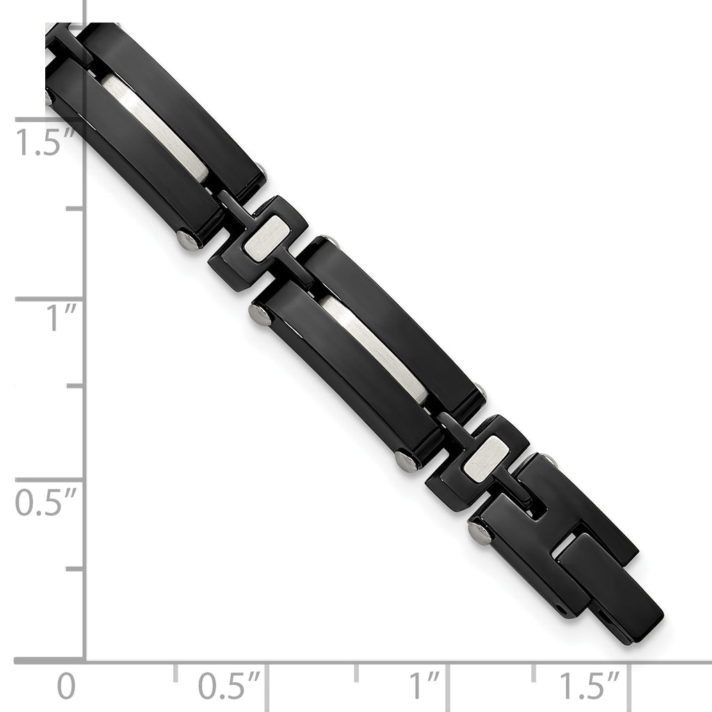 Men's Polished Black Stainless Steel Bracelet 8mm