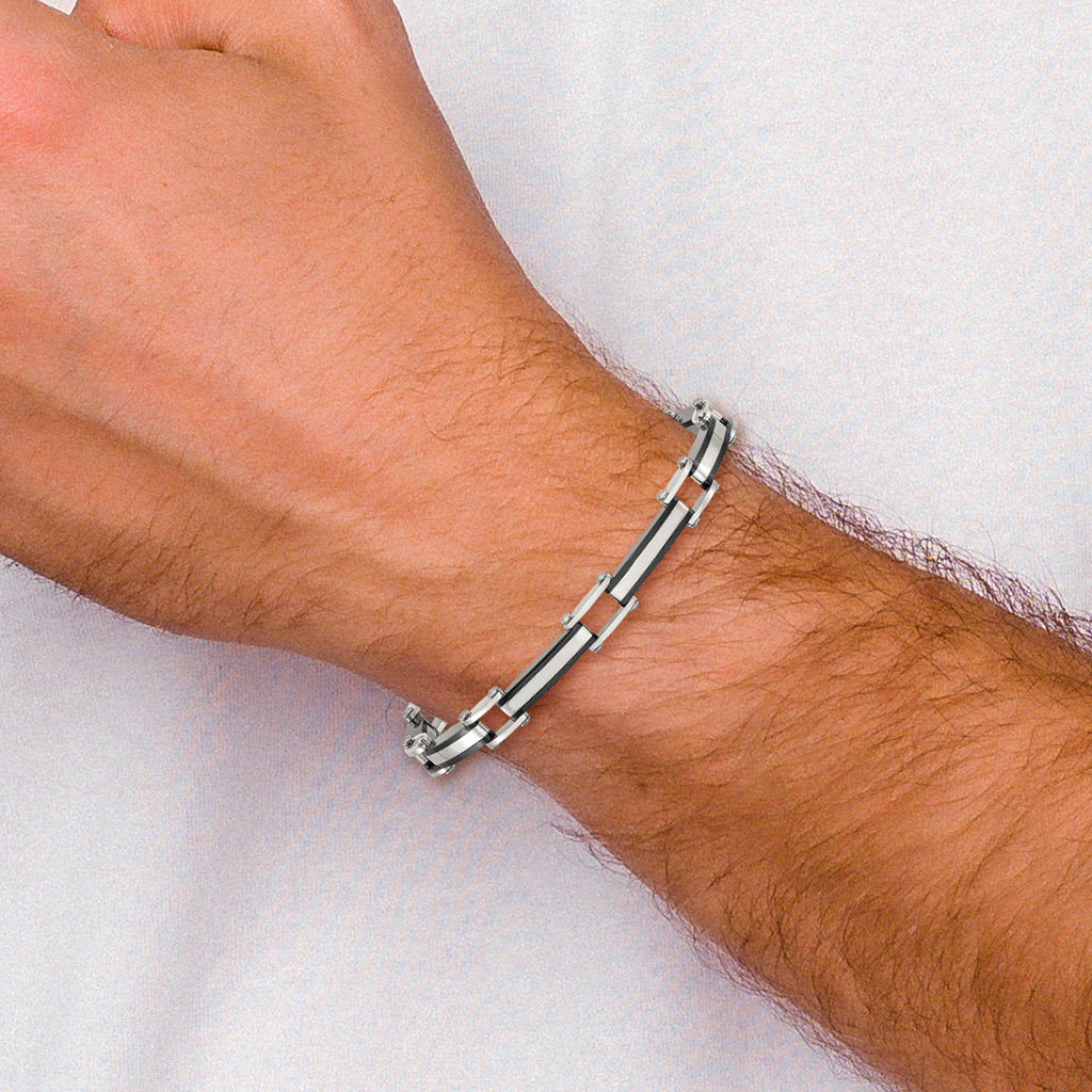Men's Polished Black Stainless Steel Bracelet 4mm