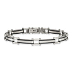 Men's Polished Black Stainless Steel Bracelet 4mm