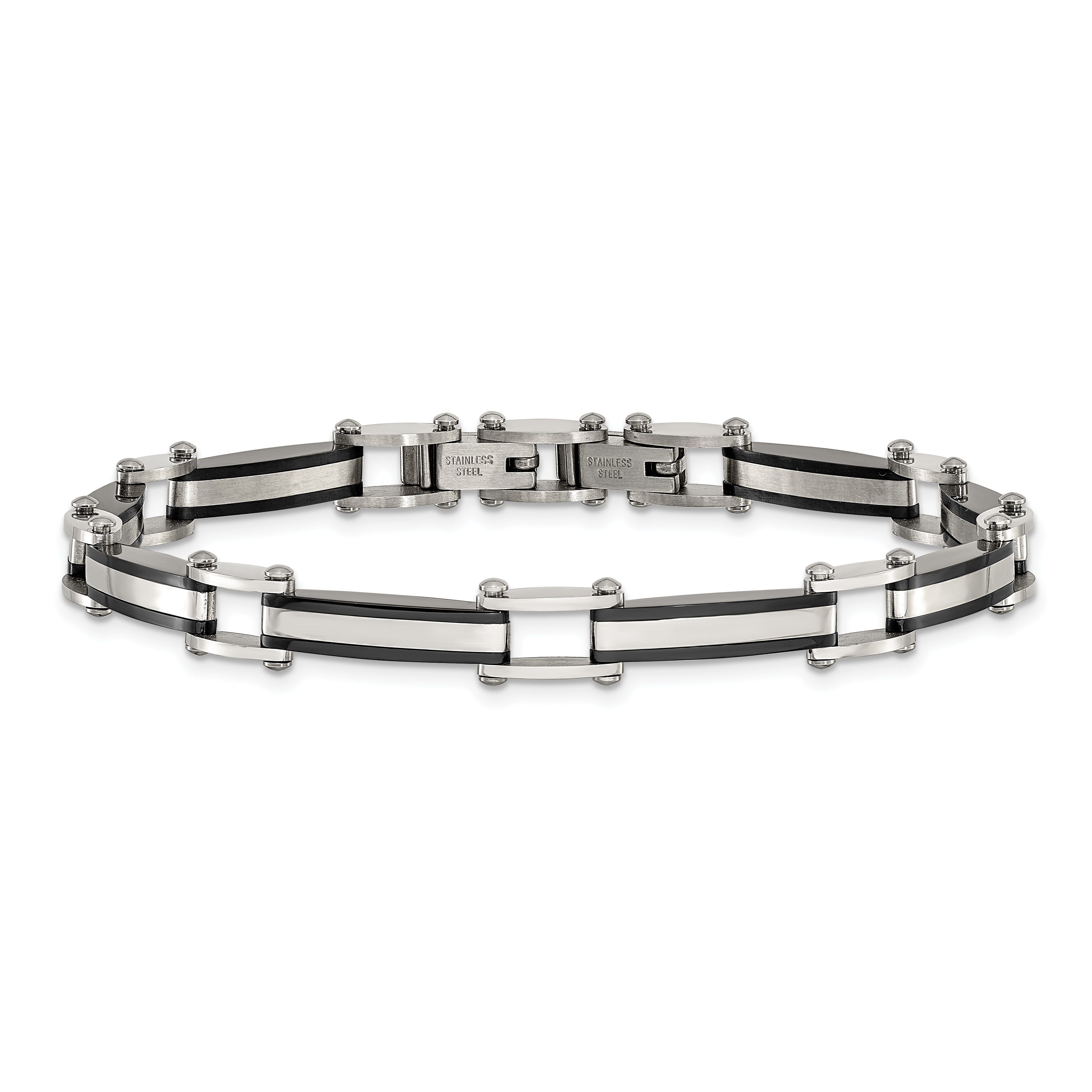 Men's Polished Black Stainless Steel Bracelet 4mm