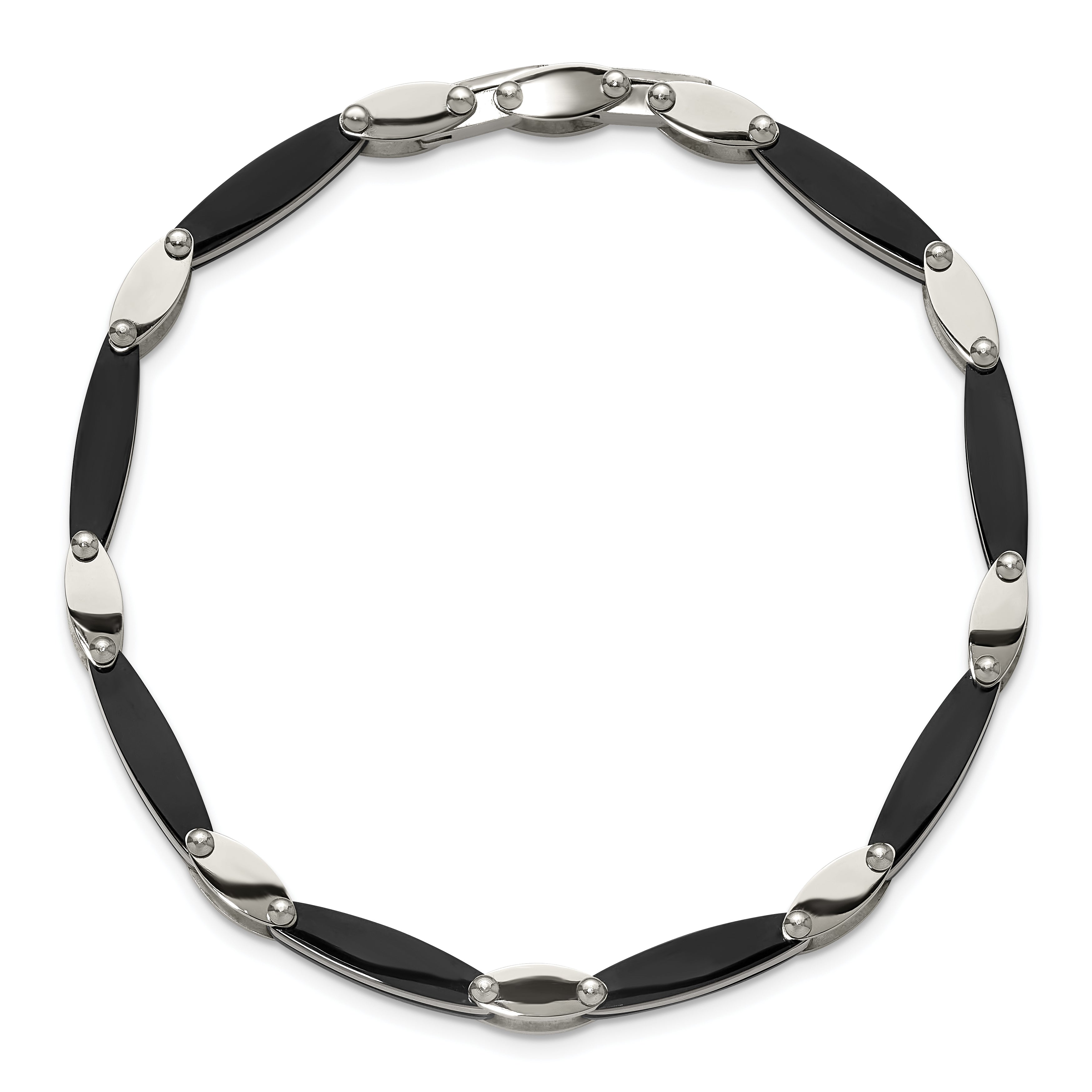 Men's Polished Black Stainless Steel Bracelet 4mm