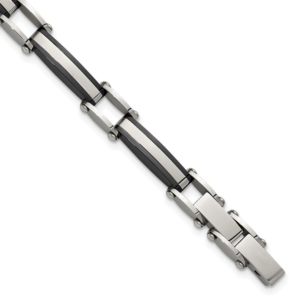 Men's Polished Black Stainless Steel Bracelet 4mm