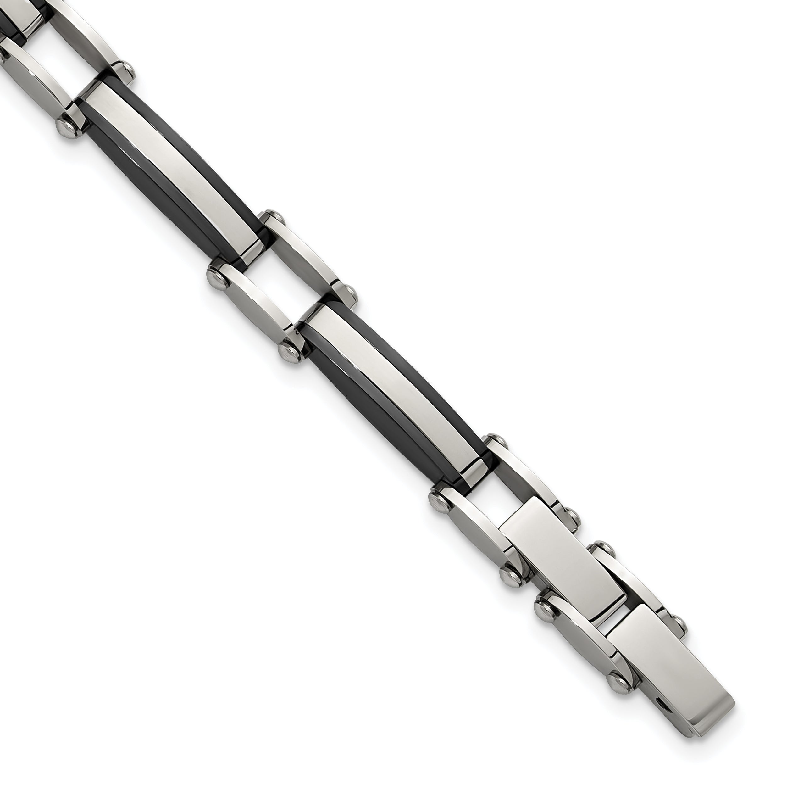Men's Polished Black Stainless Steel Bracelet 4mm