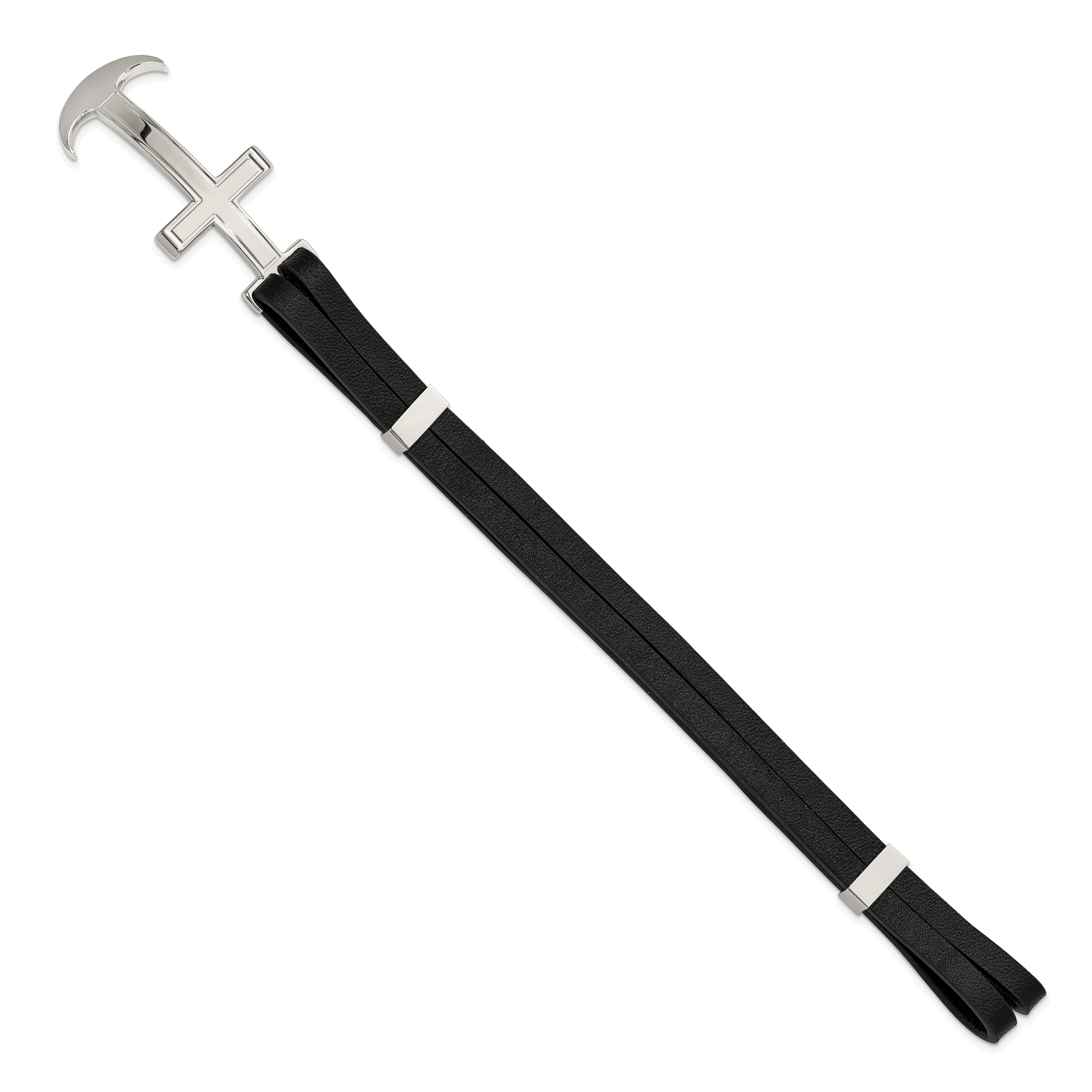 Men's Polished Cross Stainless Steel Bracelet 10mm