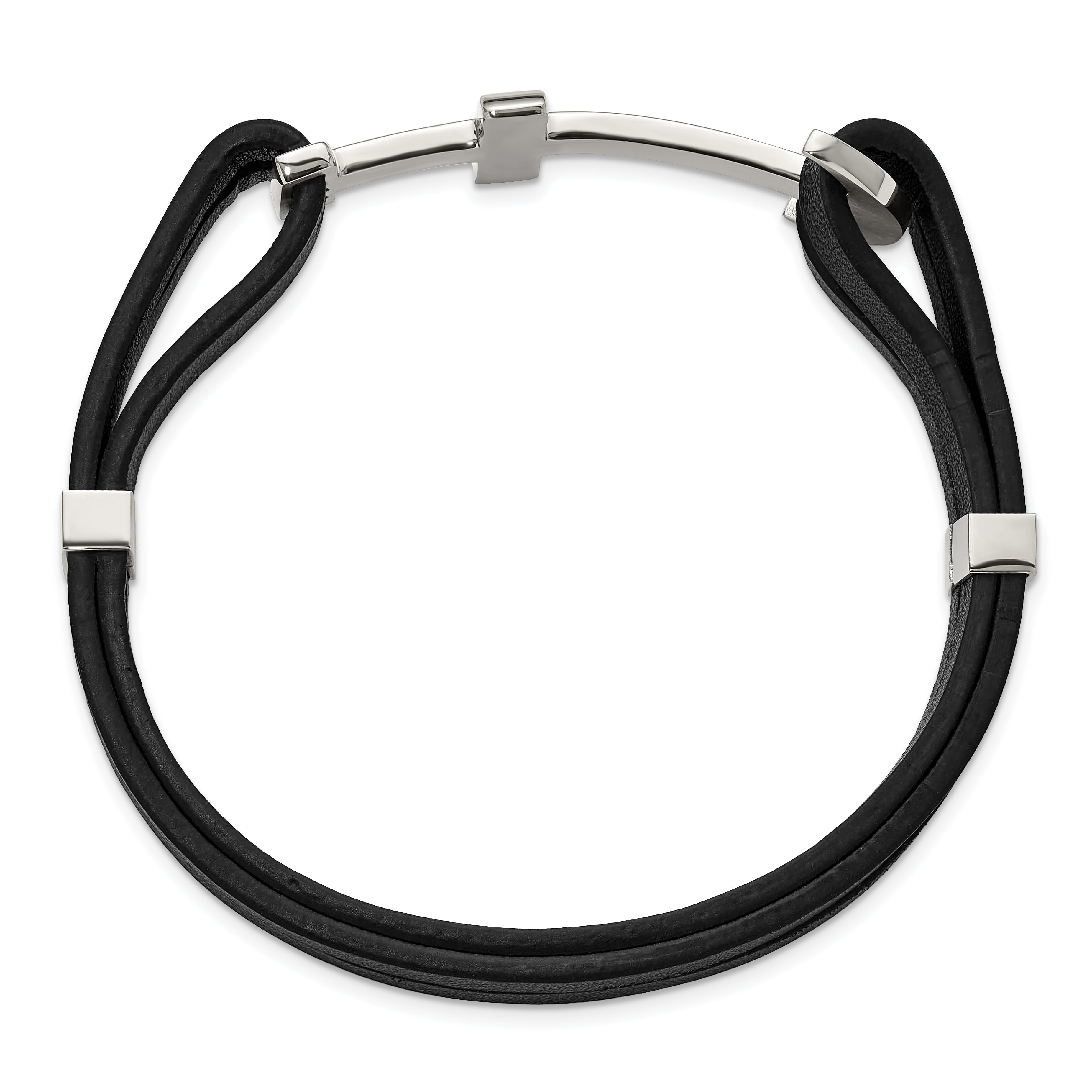 Men's Polished Cross Stainless Steel Bracelet 10mm