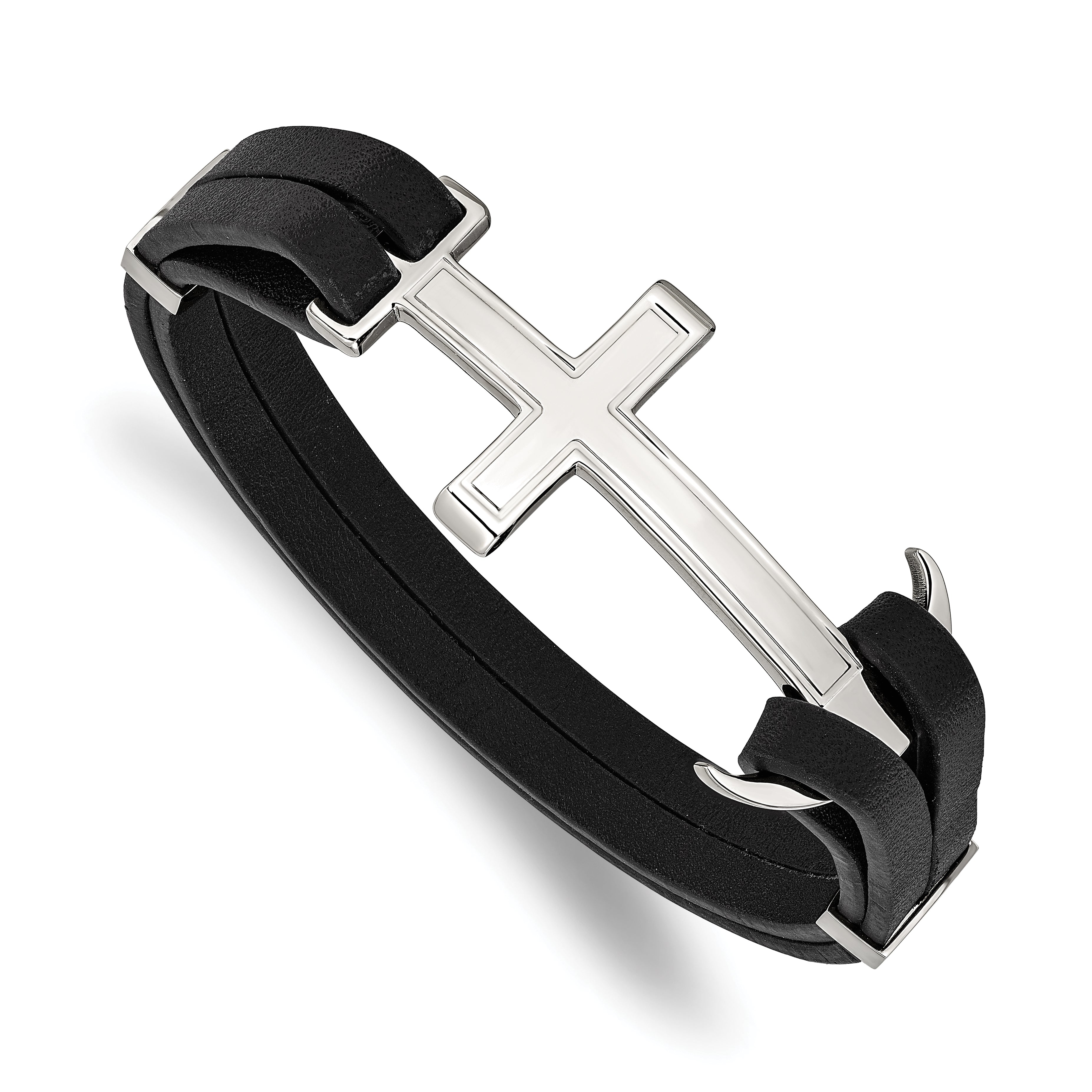 Men's Polished Cross Stainless Steel Bracelet 10mm Main image