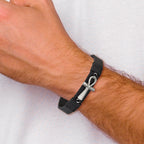 Men's Antiqued Ankh Cross Stainless Steel Bracelet 13.5mm