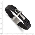 Men's Antiqued Ankh Cross Stainless Steel Bracelet 13.5mm