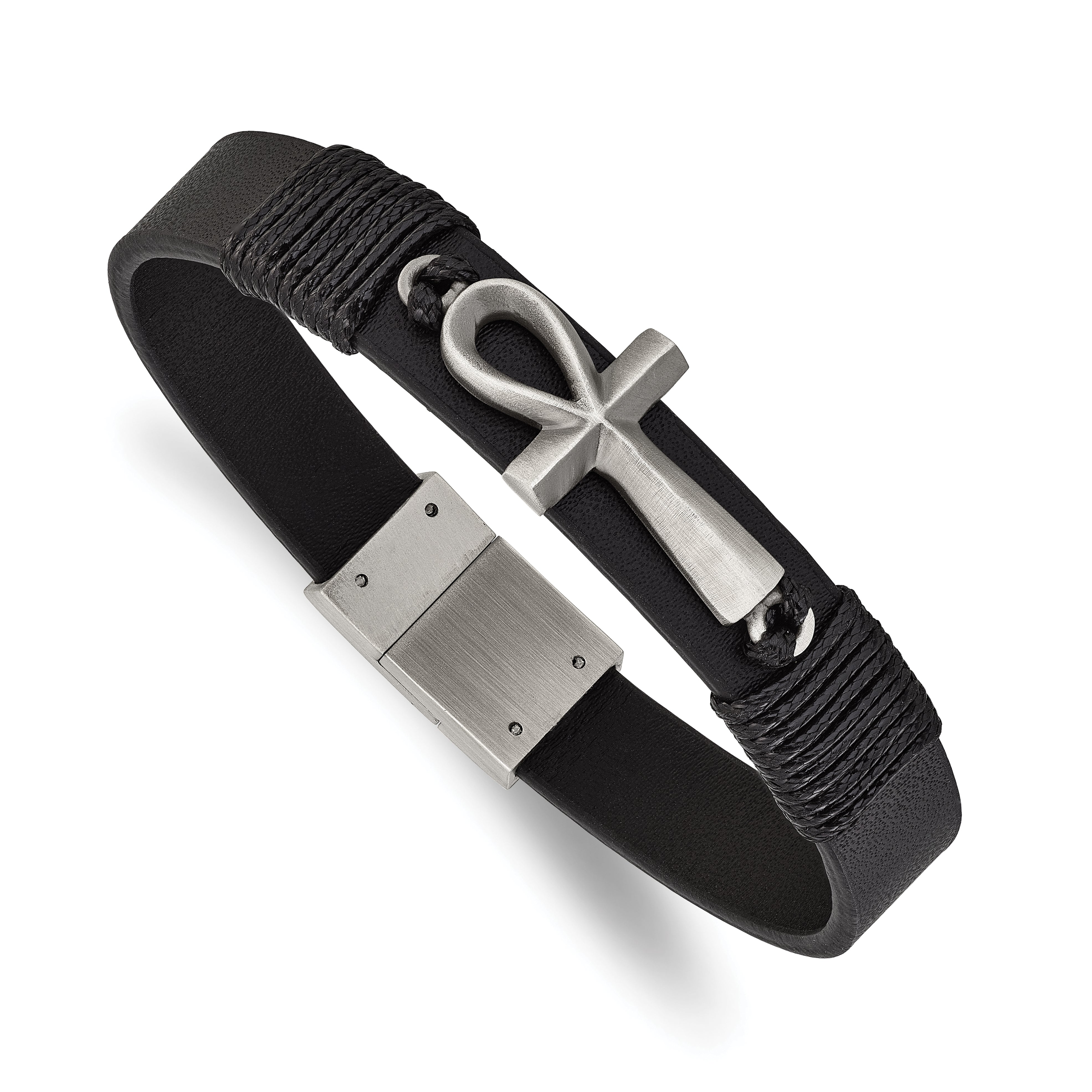 Men's Antiqued Ankh Cross Stainless Steel Bracelet 13.5mm Main image