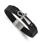 Men's Antiqued Ankh Cross Stainless Steel Bracelet 13.5mm