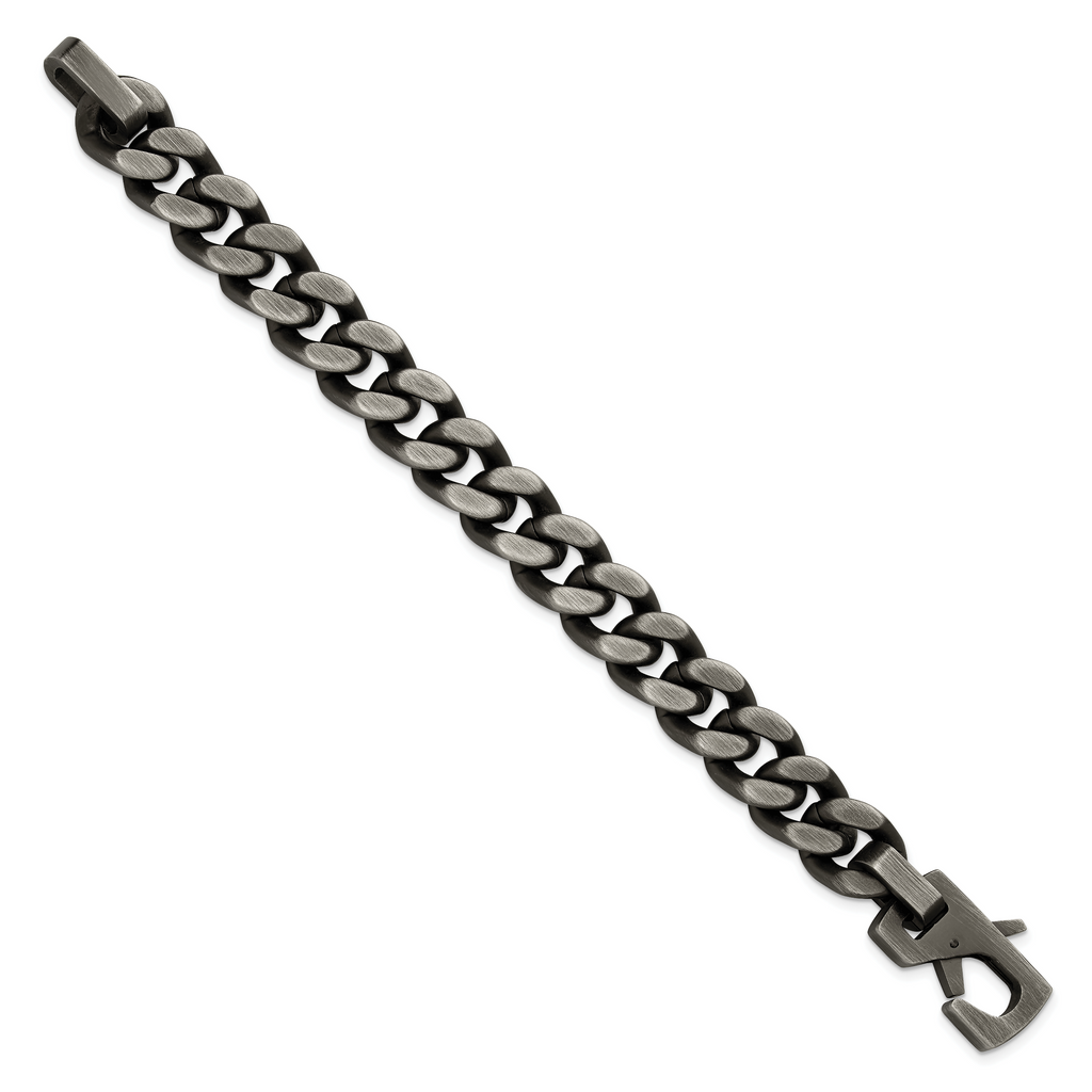 Men's Antiqued Stainless Steel Curb Chain Bracelet 14mm