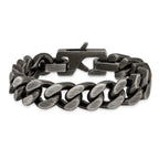 Men's Antiqued Stainless Steel Curb Chain Bracelet 14mm