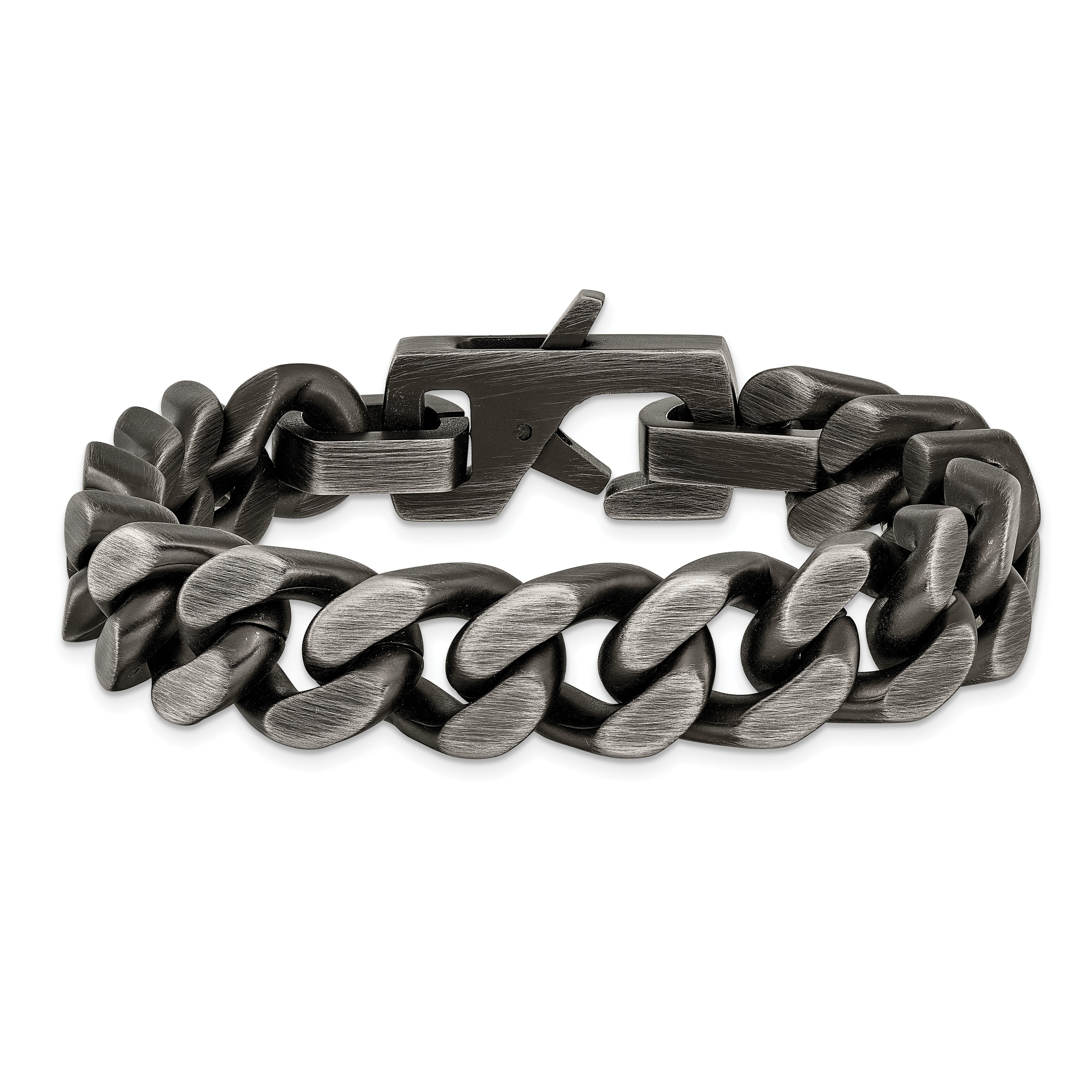 Men's Antiqued Stainless Steel Curb Chain Bracelet 14mm