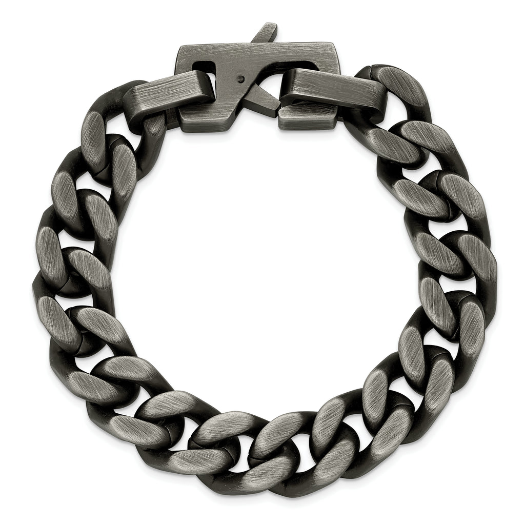 Men's Antiqued Stainless Steel Curb Chain Bracelet 14mm