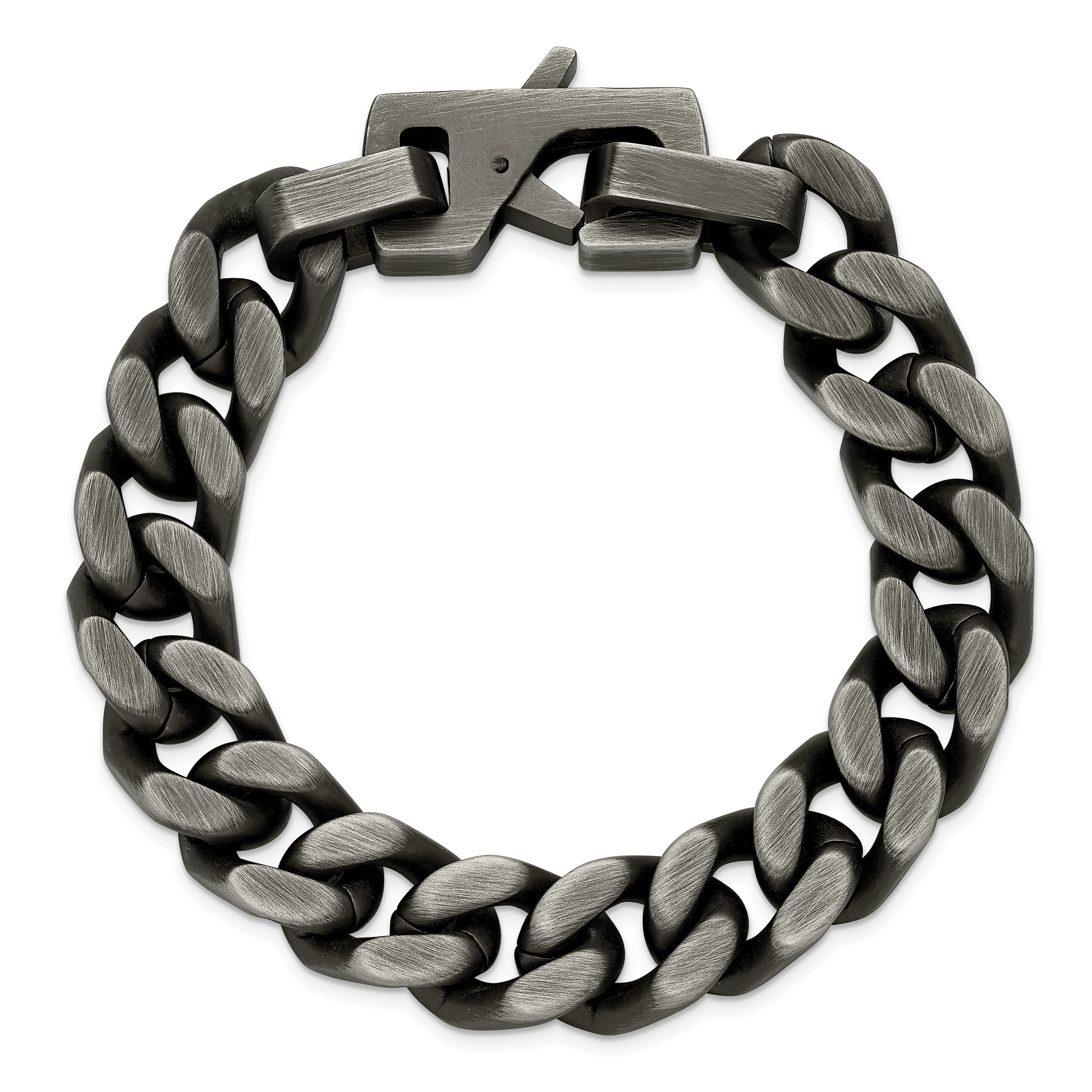 Men's Antiqued Stainless Steel Curb Chain Bracelet 14mm