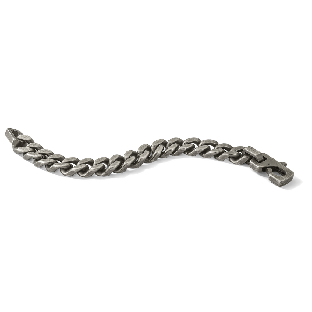 Men's Antiqued Stainless Steel Curb Chain Bracelet 14mm