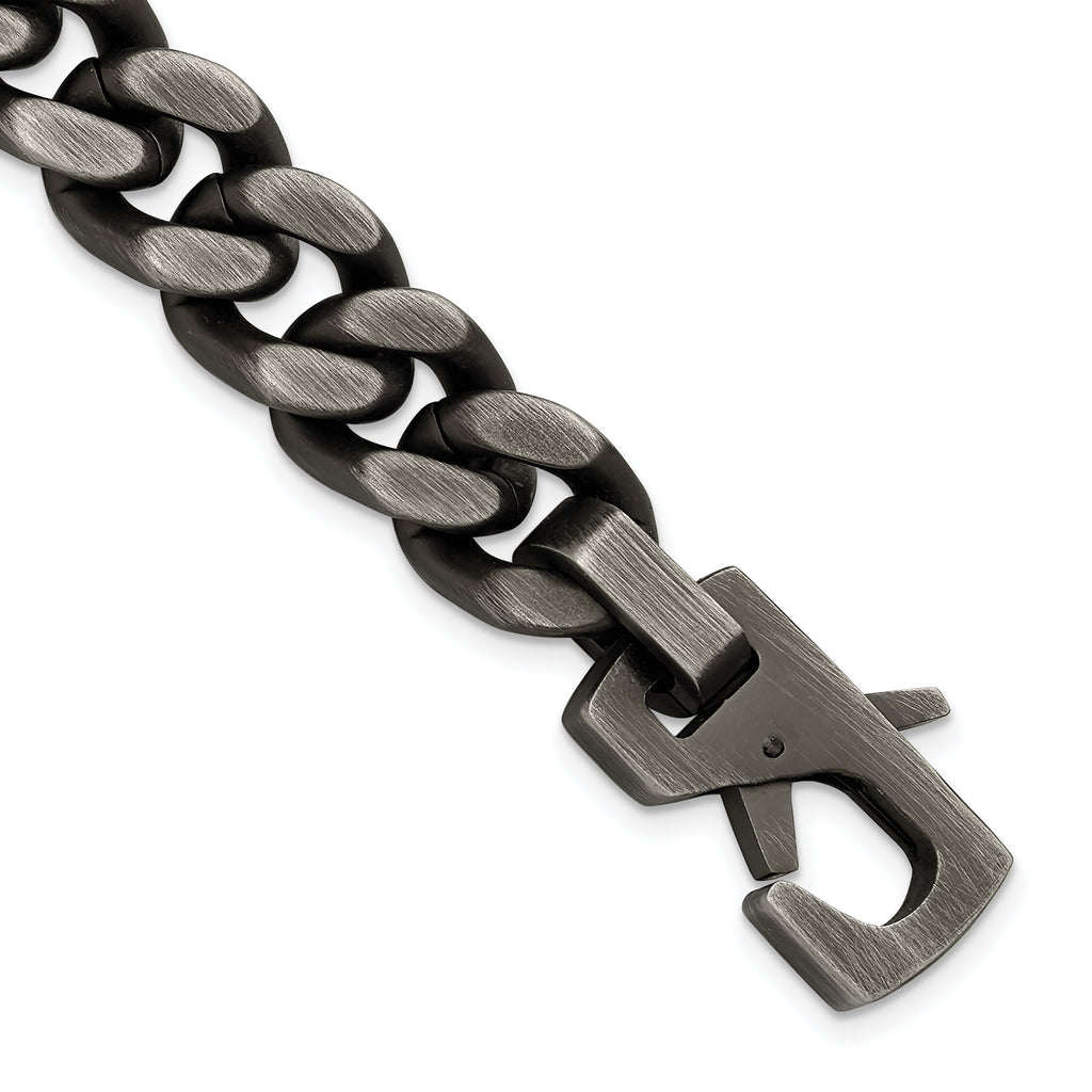 Men's Antiqued Stainless Steel Curb Chain Bracelet 14mm
