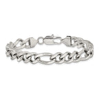 Men's Polished Stainless Steel Figaro Chain Bracelet 9mm