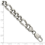 Men's Polished Stainless Steel Figaro Chain Bracelet 9mm