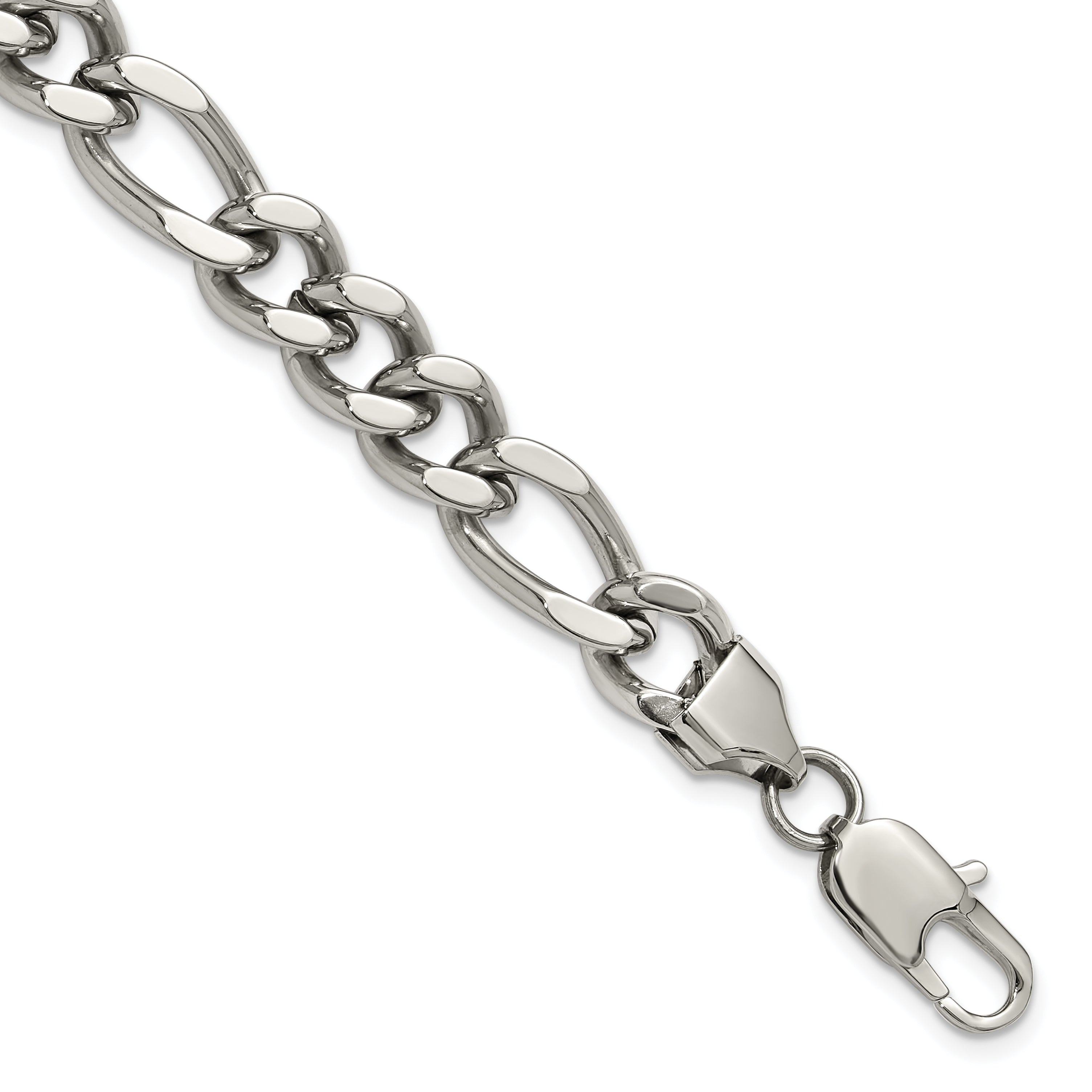 Men's Polished Stainless Steel Figaro Chain Bracelet 9mm Main image