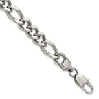 Men's Polished Stainless Steel Figaro Chain Bracelet 9mm