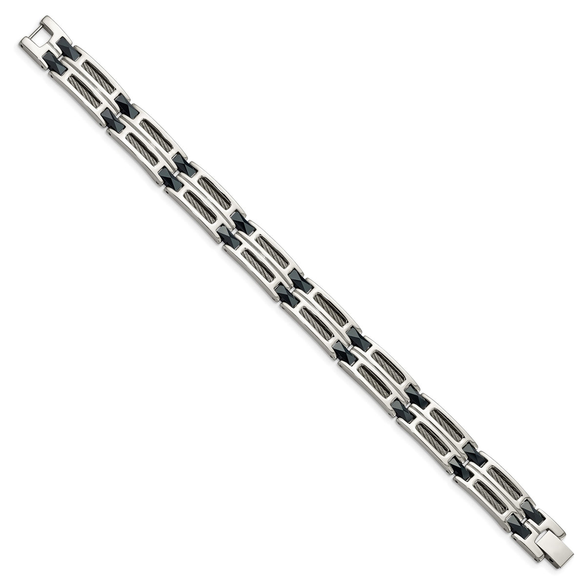Chisel Men's Cable Inlay Link Bracelet in Stainless Steel, 8.8 Inch - Sophia Jewelers