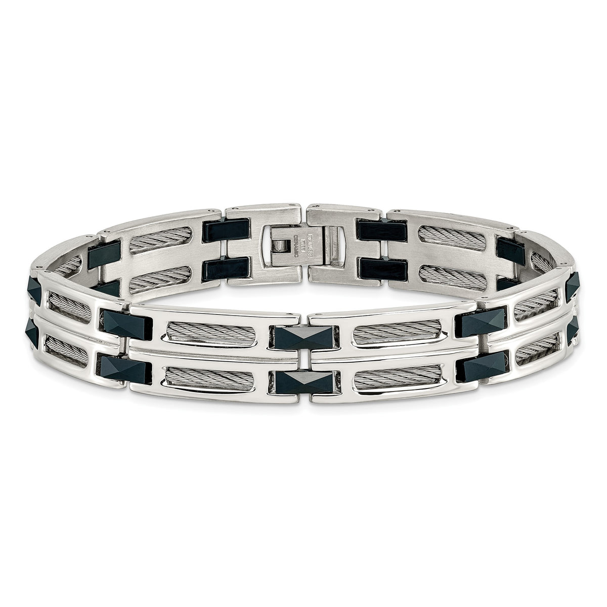 Chisel Men's Cable Inlay Link Bracelet in Stainless Steel, 8.8 Inch - Sophia Jewelers