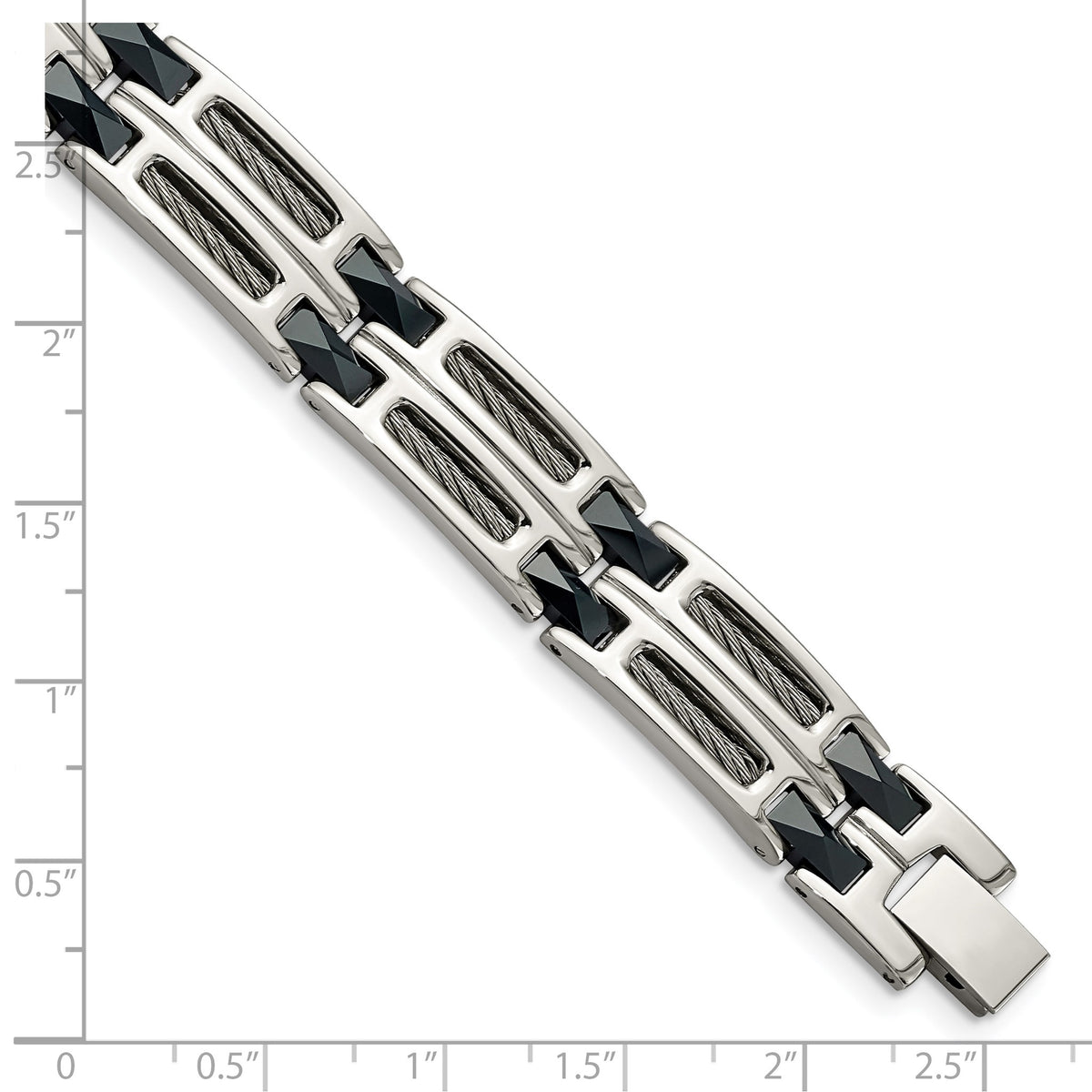 Chisel Men's Cable Inlay Link Bracelet in Stainless Steel, 8.8 Inch - Sophia Jewelers
